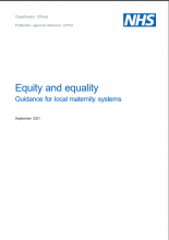 Equity and equality: Guidance for local maternity systems